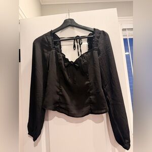 Abercrombie & Fitch Black Blouse with Tie Detail
